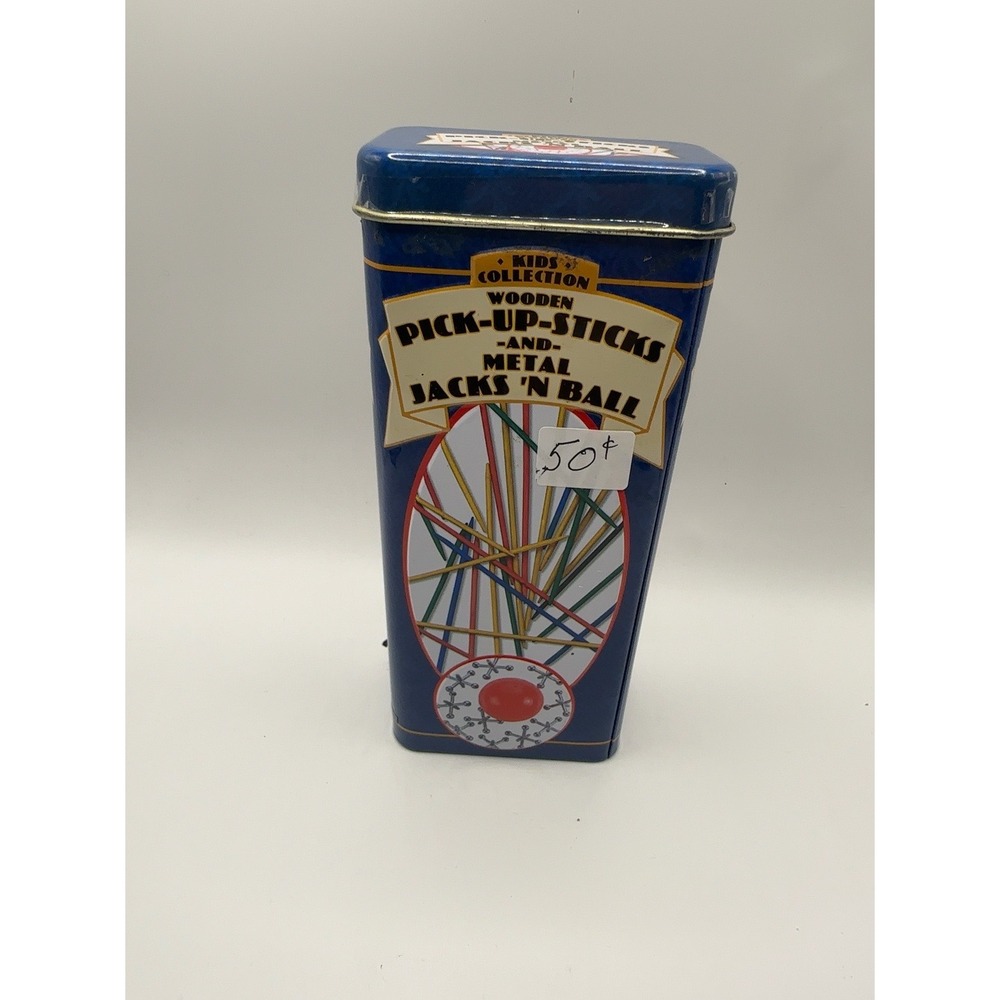 Cardinal Kids Collection Wooden Pick-Up-Sticks and Metal Jacks N Ball Game Tin